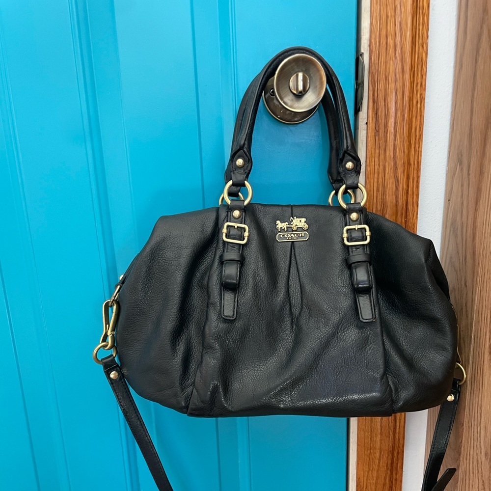Coach Madison Juliette black leather top handle purse